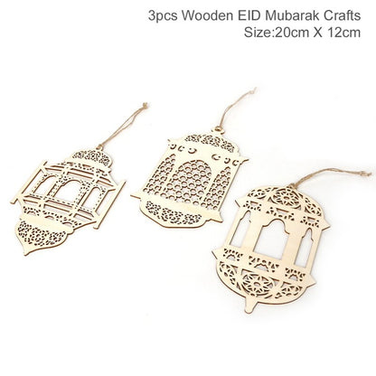 Fengrise Wooden EID Mubarak Decor 2022 Happy Ramadan Decor for Home Islamic Muslim Party Supplies Ramadan Kareem Eid Al Adha