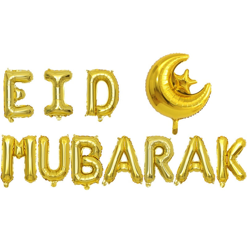 Eid Mubarak Balloons 2022 Ramadan Decoration for Home Moon Star Foil Balloon Muslim Aid Moubarak Kareem Festival Party Supplies