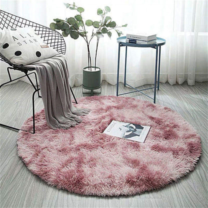 Fluffy Carpet for Living Room Soft Kid Room Round Mat Carpet Anti-slip Floor Mat Home Decor Plush Thick Tie Dyeing Rug Carpet