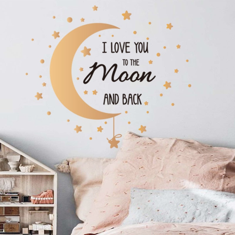 Romantic Moon Stars Wall Stickers for Bedroom Living room Wall Decor Removable Vinyl PVC Wall Decals Sticker on Wall Home Decor