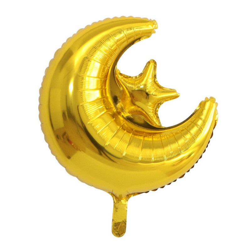 Eid Mubarak Balloons 2022 Ramadan Decoration for Home Moon Star Foil Balloon Muslim Aid Moubarak Kareem Festival Party Supplies