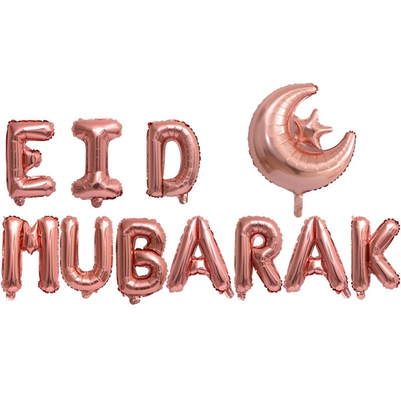 Eid Mubarak Balloons 2022 Ramadan Decoration for Home Moon Star Foil Balloon Muslim Aid Moubarak Kareem Festival Party Supplies