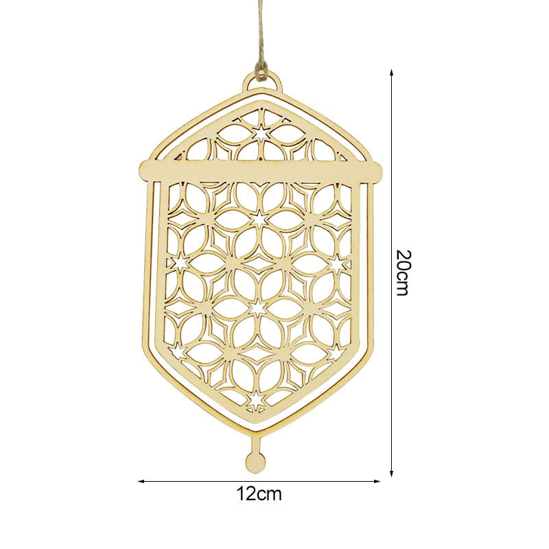 Wooden Crescent Moon Hanging Ornament, Islam Muslim Home Table Decoration.