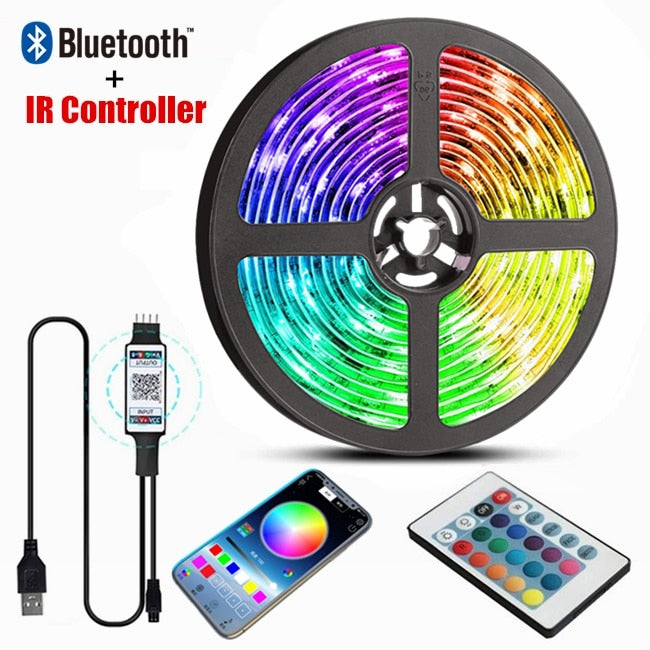 Led Strip Lights, RGB Infrared Bluetooth Control, Luces Luminous Decoration For Living Room.