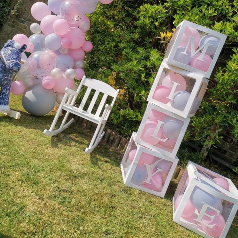 Transparent A-Z Letter Name Box Balloons Gender Reveal Party Decor 1st Year Birthday Party Wedding Decor Baby Shower Home Decor