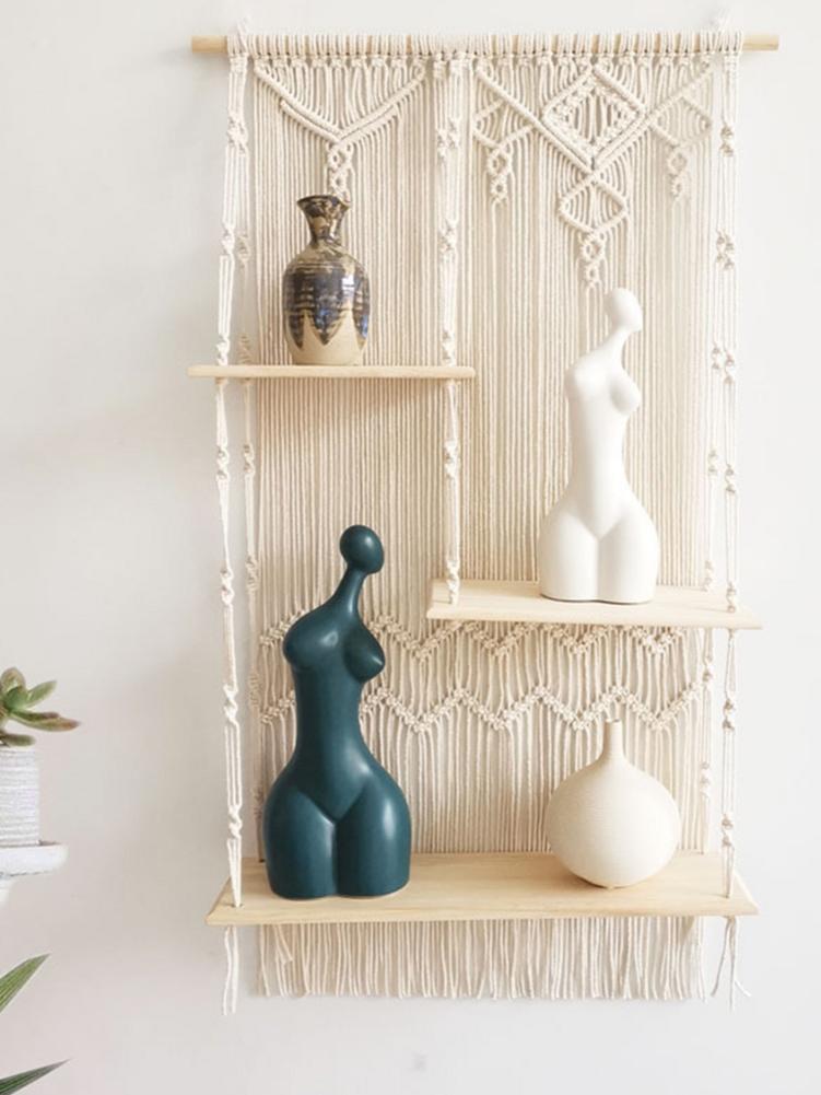 Boho Style Storage Rack, Tapestry Home Storage Shelves.