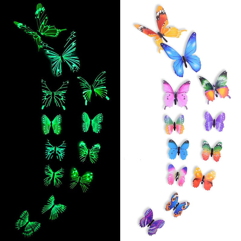 Luminous Butterfly Wall Sticker for Kids Bedroom, Living Room Wallpaper Decoration