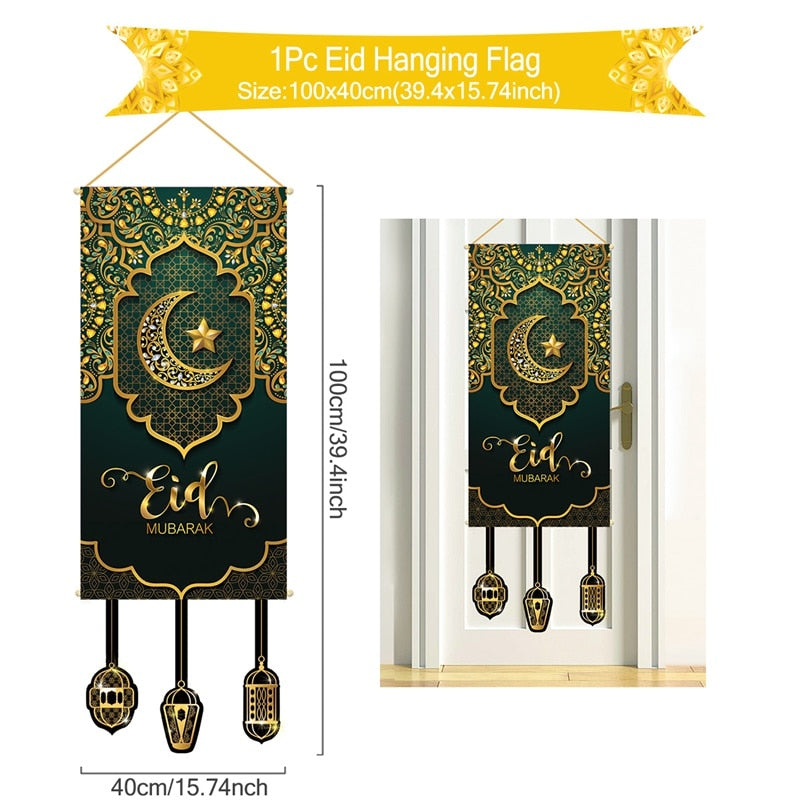 Ramadan Hanging Flag Ramadan Decorations 2023 For Home Kareem Aid EID Mubarak Muslim Islamic Festival Eid Al-fitr Party Supplies