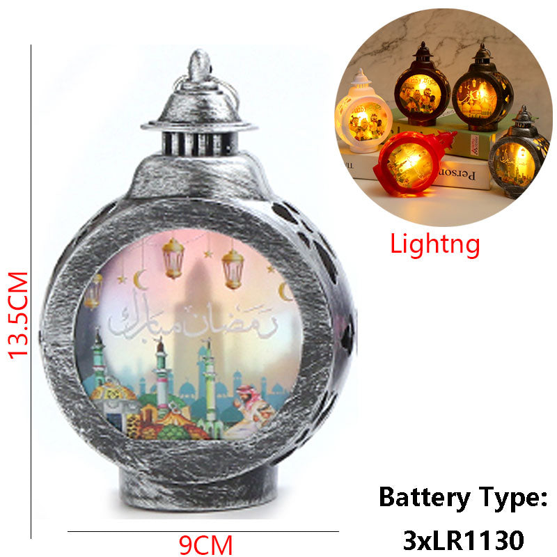 Muslim EID Mubarak Table Ornaments 3D Night Light Gurbang Kareem Ramadan Festival Party Supplies Eid Al Adha Decoration for Home