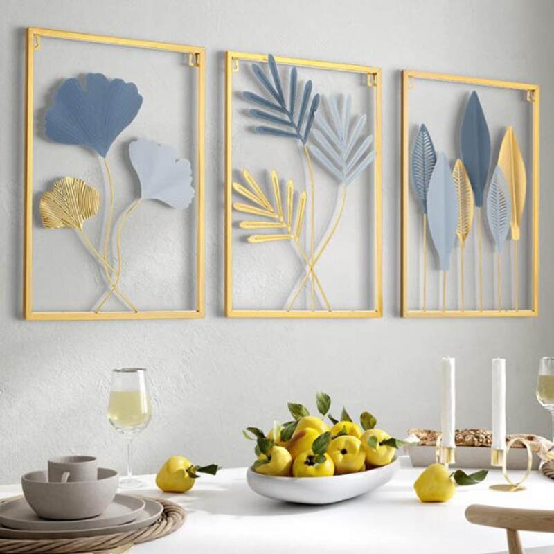 Modern Gold Metal Hanging Leaf Wall Art Decoration