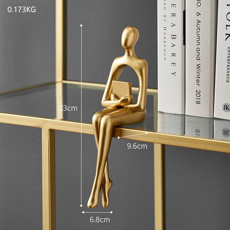 Home Decoration Accessories, Golden Reading Figures