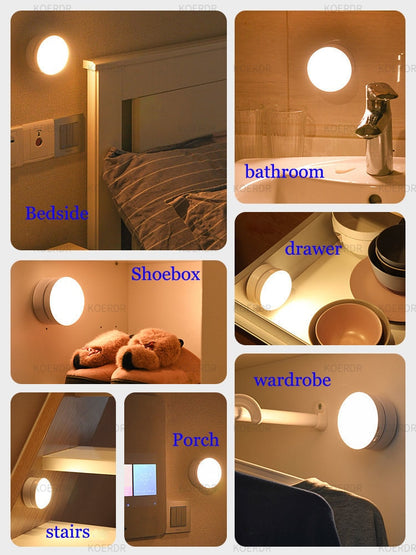 Motion Sensor Light Wireless Lamp USB Rechargeable Lamp Wireless Night Lights Wall Charging for Corridor Bedroom Decoration Home