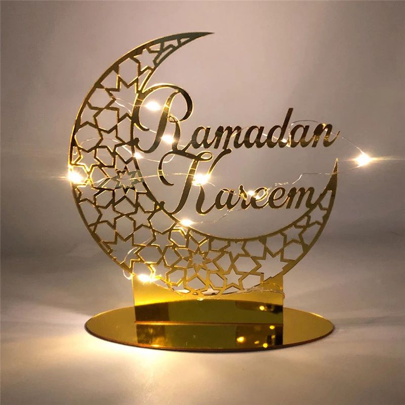 Ramadan Kareem Acrylic Ornament Eid Mubarak Decoration For Home Islamic Muslim Party Supplies Golden Moon Decor EID Al Adha Gift