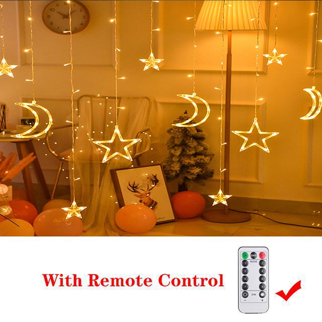 Ramadan Decoration 2023 Star Moon Led Curtain Garland String Light Islam Muslim Party Decor for Home Gift EID Mubarak Supplies