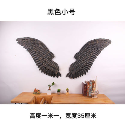 Large Ancient Iron Wall Decoration Angel Wings with LED Creative Retro Wings Bar Cafe Wall Decor Iron Home Decor Accessories