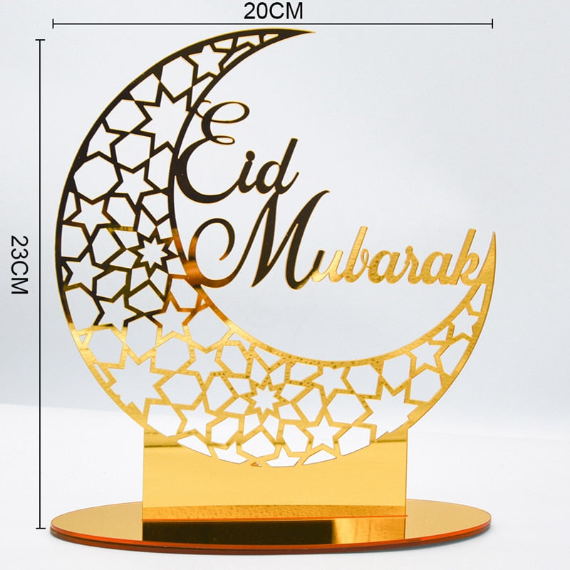 Ramadan Kareem Acrylic Ornament Eid Mubarak Decoration For Home Islamic Muslim Party Supplies Golden Moon Decor EID Al Adha Gift