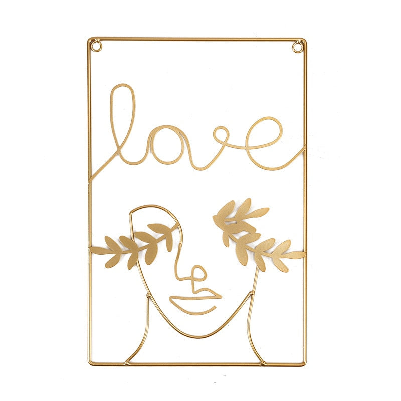 Abstract Home Decoration Woman Iron Wall Hanging Wall Line Art.