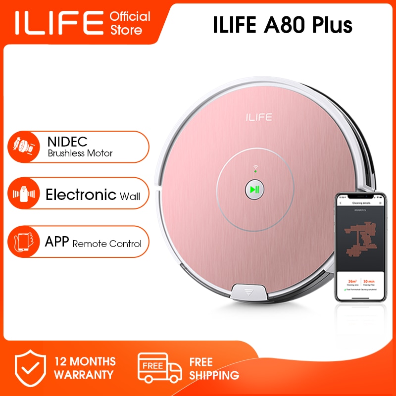 ILIFE A80 Plus Robot Vacuum Mop Cleaner,Draw Cleaning Area On Map, WiFi App, Restricted Area Setting,Smart Home Carpet Wash