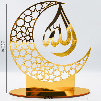 Ramadan Kareem Acrylic Ornament Eid Mubarak Decoration For Home Islamic Muslim Party Supplies Golden Moon Decor EID Al Adha Gift