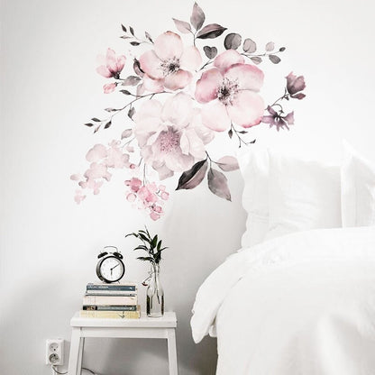 New Wall Sticker 30*90cm Watercolor Pink Flower Cluster  Home Background Decoration Can Be Removed