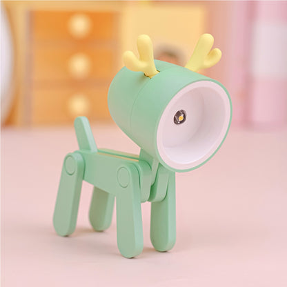 LED Mini Night Light Cute Dog Deer Foldable Desk Lamps Desktop Ornament Book Light Kids Room Bedside Bedroom Decor Holiday Gifts