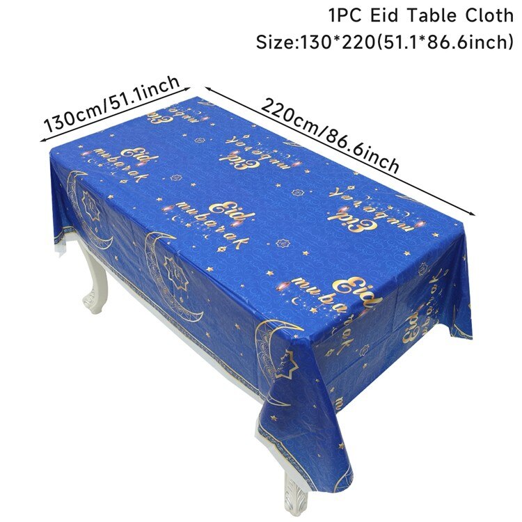 Eid Mubarak Tablecloths Ramadan Decoration for Home Islamic Muslim Party Decor Ramadan Tableware Supplies Eid Al Adha Gift Islam