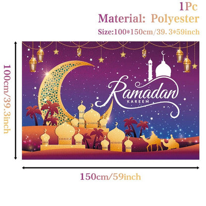 Eid Mubarak Background 2023 Kareem Ramadan Decoration for Home Islamic Muslim Party Supplies Ramadan Mubarak Decor Eid Al Adha