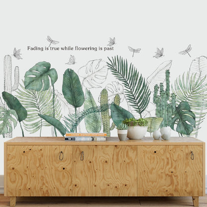 Tropical Green Leaves Wall Stickers For Bedroom Living Room Sofa TV Background Wall Decor Removable Vinyl Wall Decals Home Decor