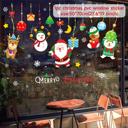 Santa Claus Elk Christmas Ornaments Window Stickers Merry Christmas Home Decoration New Year 2022 Sticker Xmas Decor Navidad