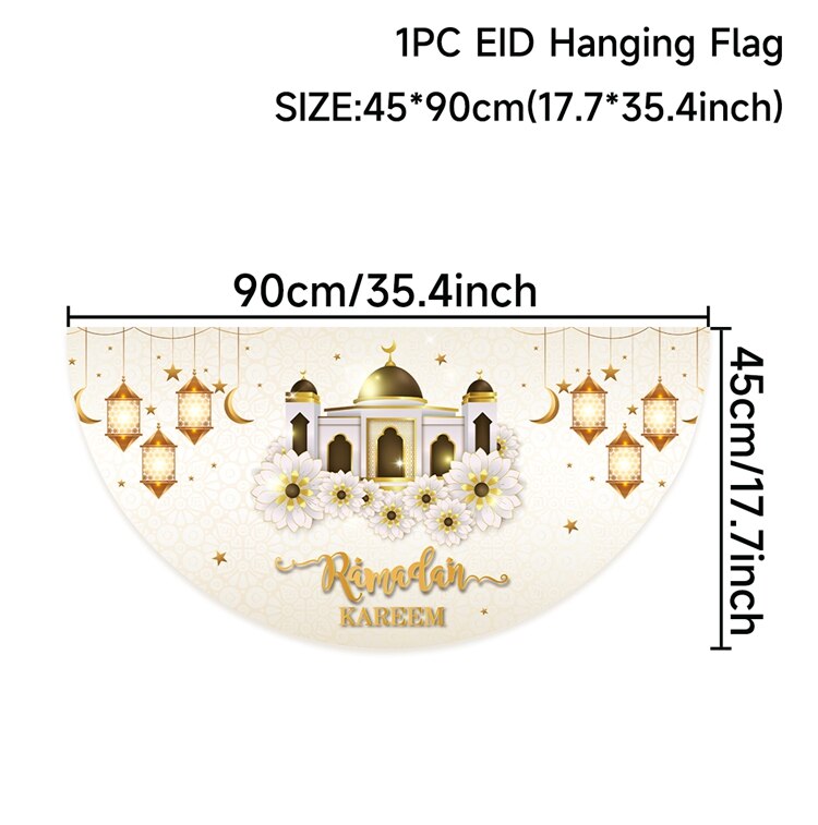 EID Mubarak Outdoor Fan-shaped Flag Banner Ramadan Decoration For Home Islamic Muslim Party Supplies Ramadan Kareem Home Decor