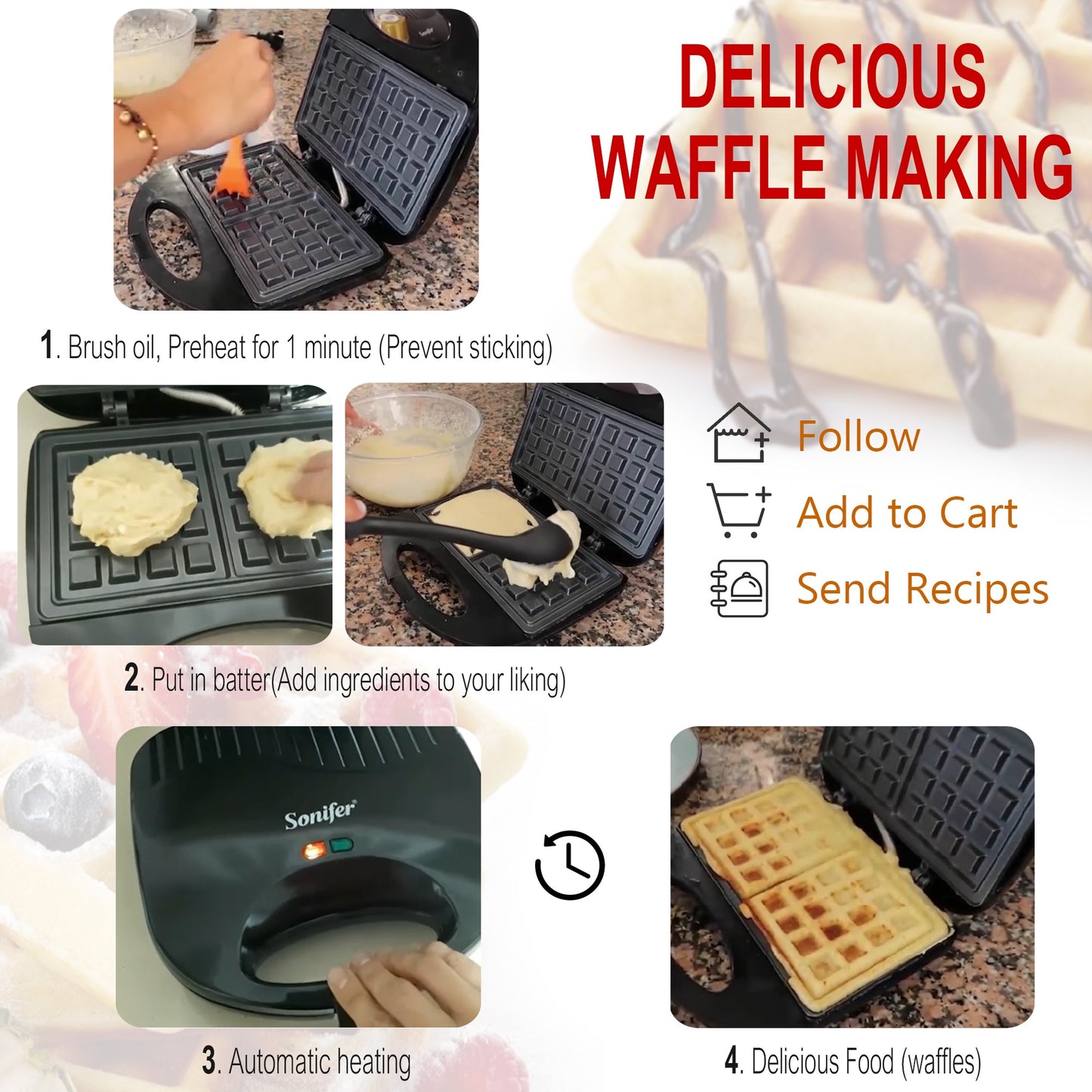 Multifunction Waffles Machine Non-stick Iron Pan Sonifer