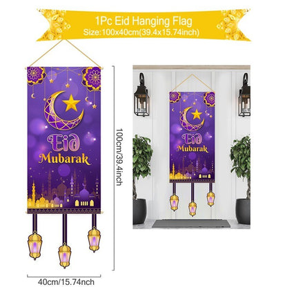 EID Mubarak Outdoor Fan-shaped Flag Banner Ramadan Decoration For Home Islamic Muslim Party Supplies Ramadan Kareem Home Decor