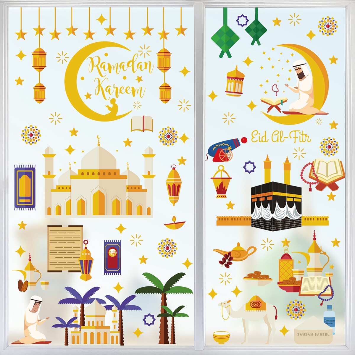 Eid Window Stickers Ramadan Decoration 2023 Eid Mubarak Decor for Home Ramadan Kareem Islam Muslim Party Supplies Eid Al-fitr