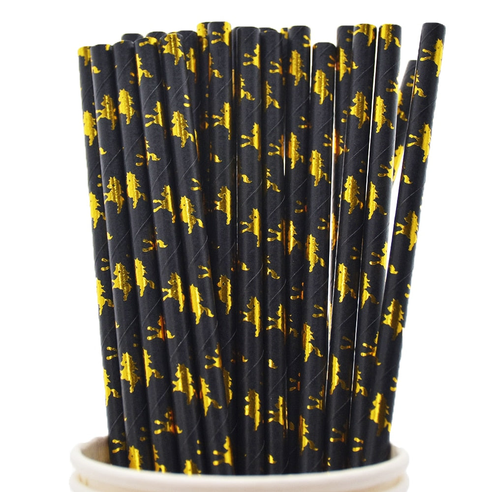 Black Gold Foil Happy Birthday Paper Cups, Disposable Party Supplies