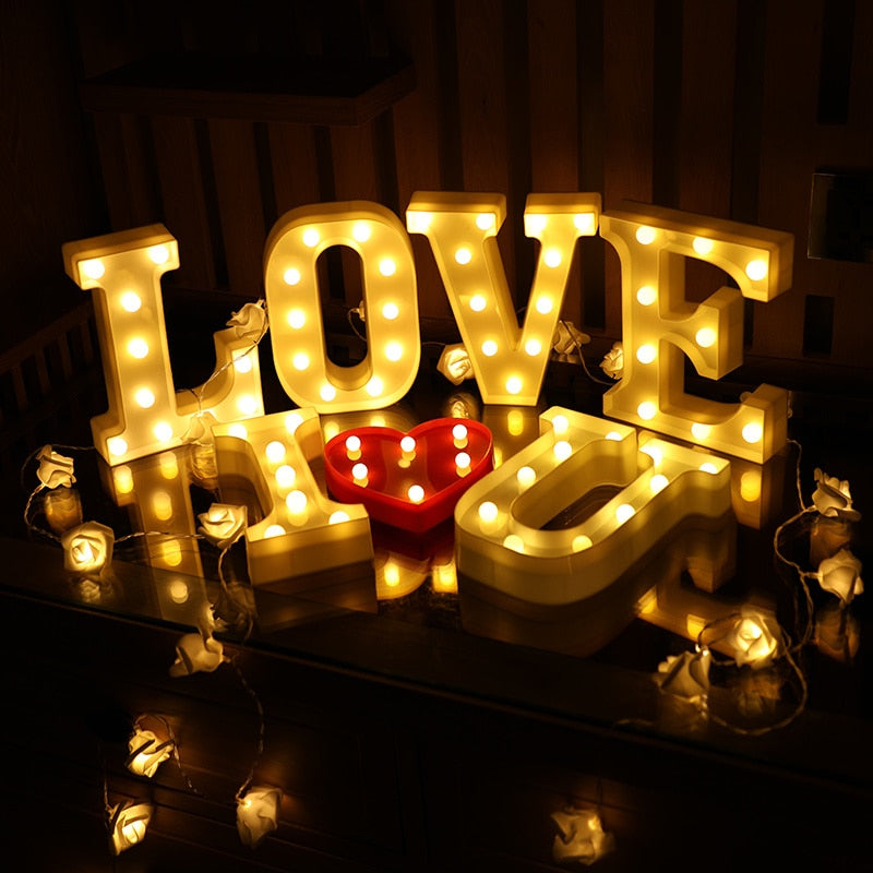 Luminous LED Letter Lights, Birthday Party Decorations.