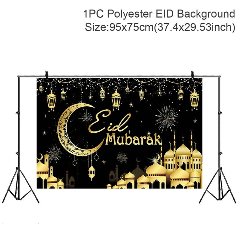 Eid Mubarak Background 2023 Kareem Ramadan Decoration for Home Islamic Muslim Party Supplies Ramadan Mubarak Decor Eid Al Adha