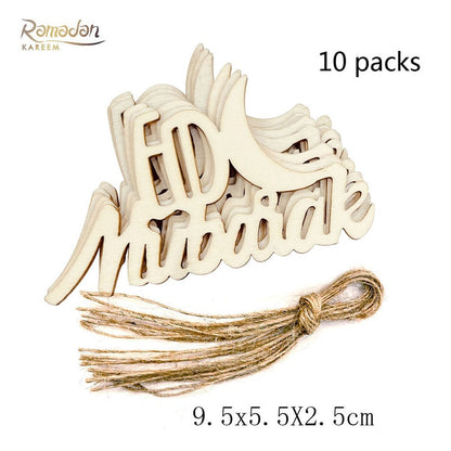 Eid Mubarak Wooden Ornaments, Pendant Ramadan Decoration for Home.