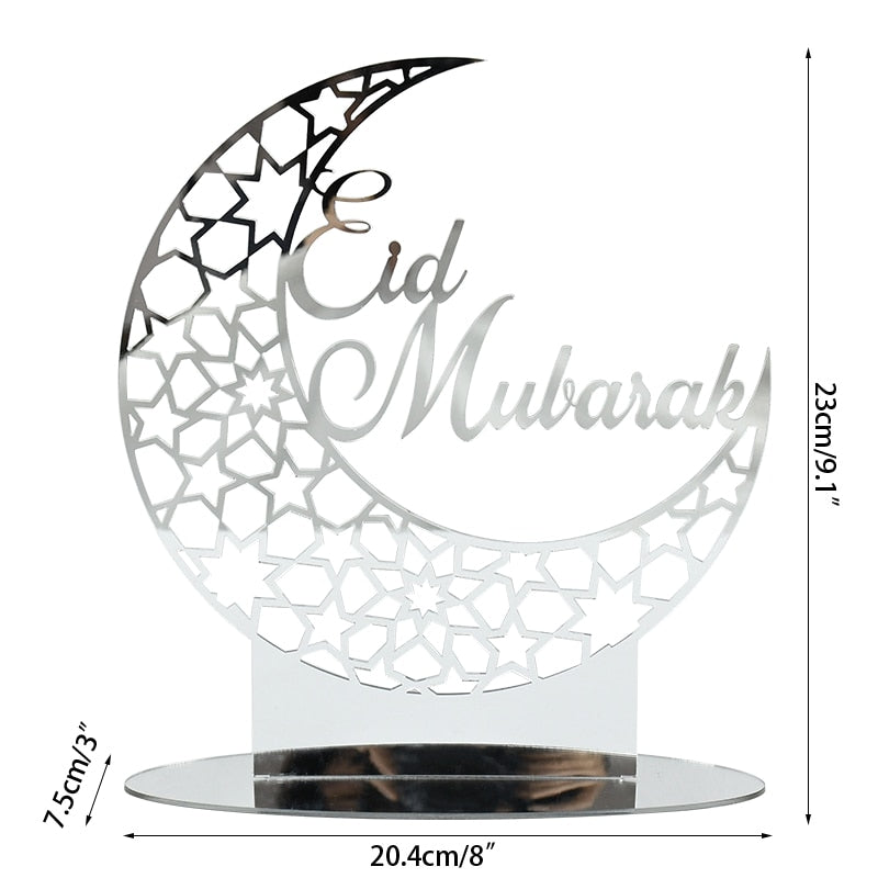 Hollow Out Ramadan Moon Acrylic Table Ornament Eid Mubarak DIY Decoration For Home Kareem Eid Gift Islamic Muslim Party Supplies