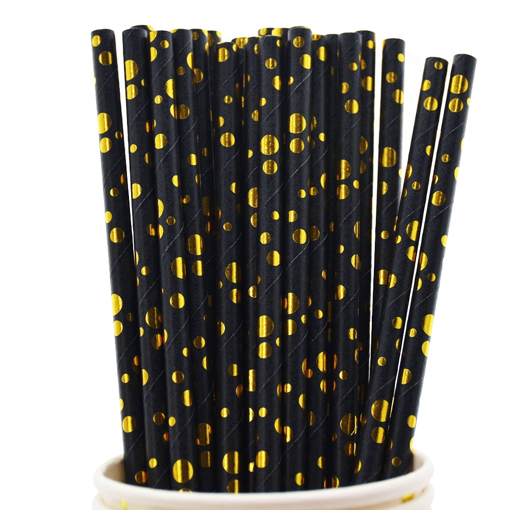 Black Gold Foil Happy Birthday Paper Cups, Disposable Party Supplies