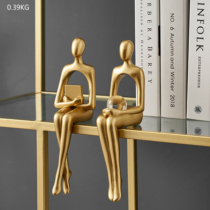 Home Decoration Accessories, Golden Reading Figures