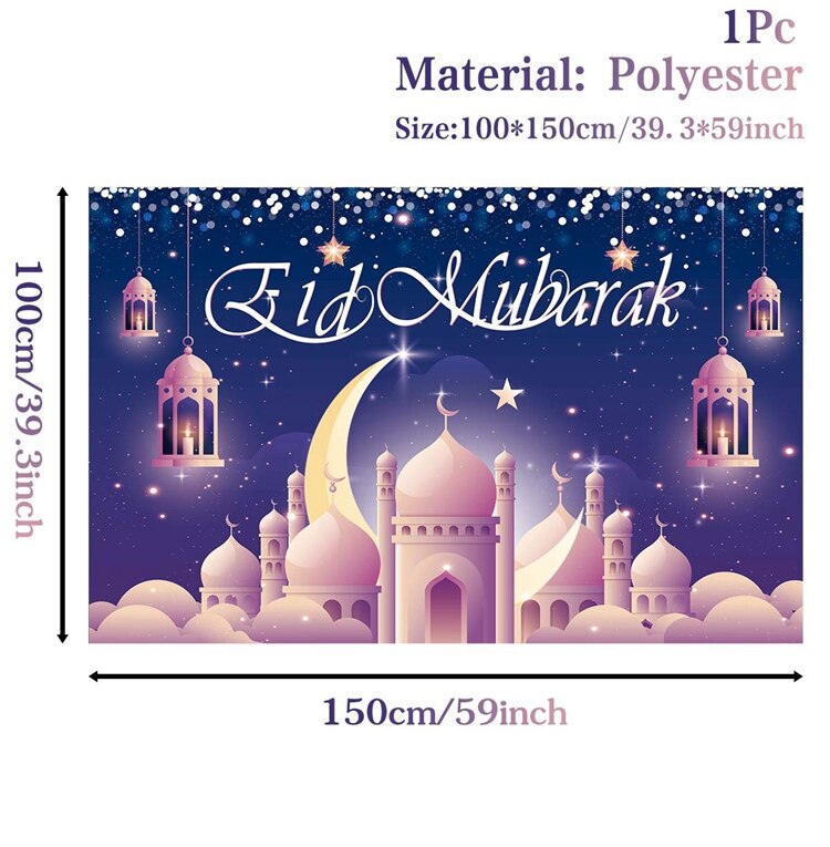 EID Mubarak Outdoor Fan-shaped Flag Banner Ramadan Decoration For Home Islamic Muslim Party Supplies Ramadan Kareem Home Decor