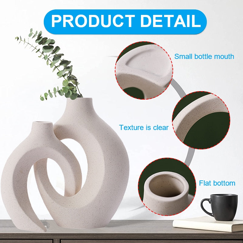 Nordic Ceramic Vase, Snuggle Set White Matte Creative Vase