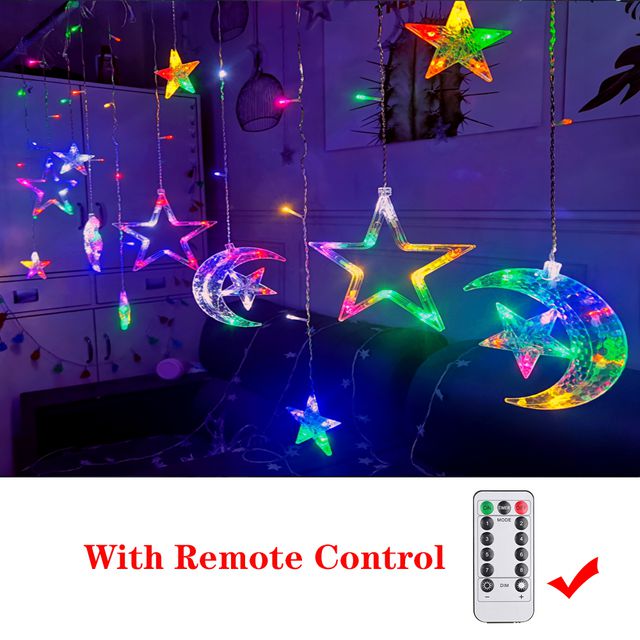 Ramadan Decoration 2023 Star Moon Led Curtain Garland String Light Islam Muslim Party Decor for Home Gift EID Mubarak Supplies