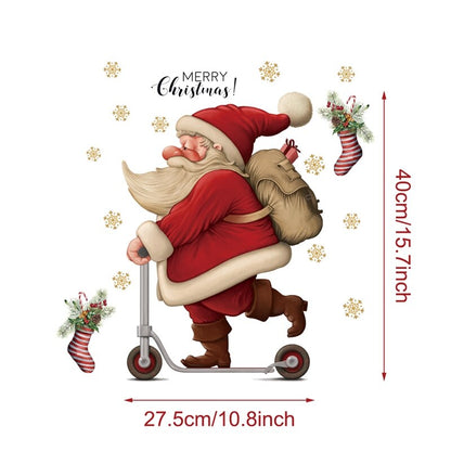 Santa Claus Elk Christmas Ornaments Window Stickers Merry Christmas Home Decoration New Year 2022 Sticker Xmas Decor Navidad