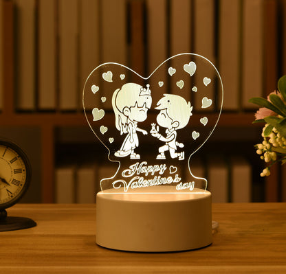 Kids Night Light 3D LED Night Lamp Creative Table Bedside Lamp Romantic Heart Bear Light Kids Gril Home Decor Christmas Gift