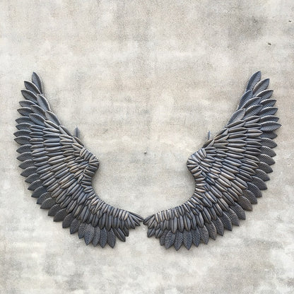 Large Ancient Iron Wall Decoration Angel Wings with LED Creative Retro Wings Bar Cafe Wall Decor Iron Home Decor Accessories