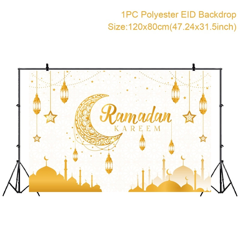 Eid Mubarak Background 2023 Kareem Ramadan Decoration for Home Islamic Muslim Party Supplies Ramadan Mubarak Decor Eid Al Adha