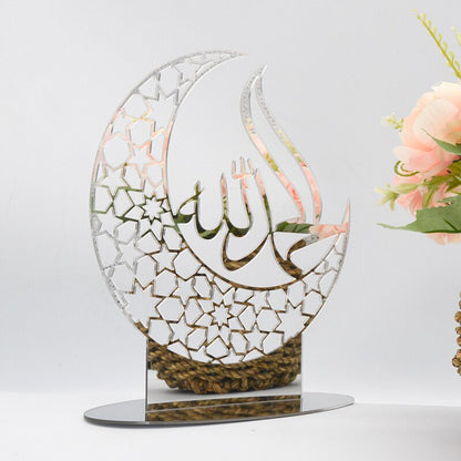 Ramadan Kareem Acrylic Ornament Eid Mubarak Decoration For Home Islamic Muslim Party Supplies Golden Moon Decor EID Al Adha Gift