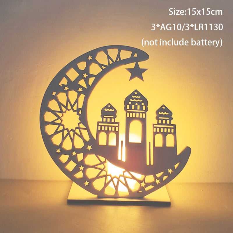 Candle Led Lights For Home - Ramadan Wooden Light Ornament