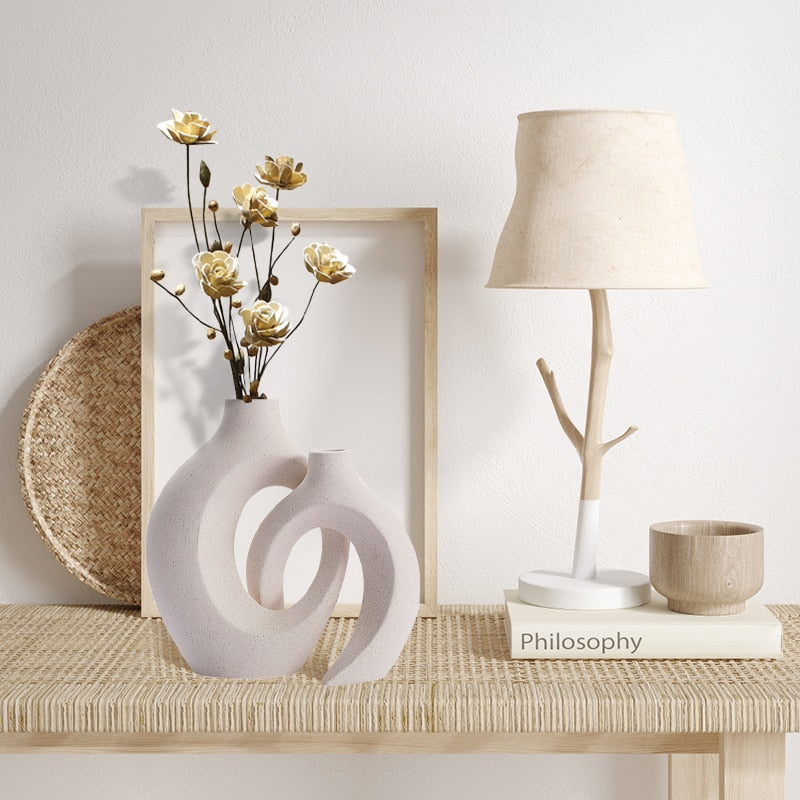 Nordic Ceramic Vase, Snuggle Set White Matte Creative Vase